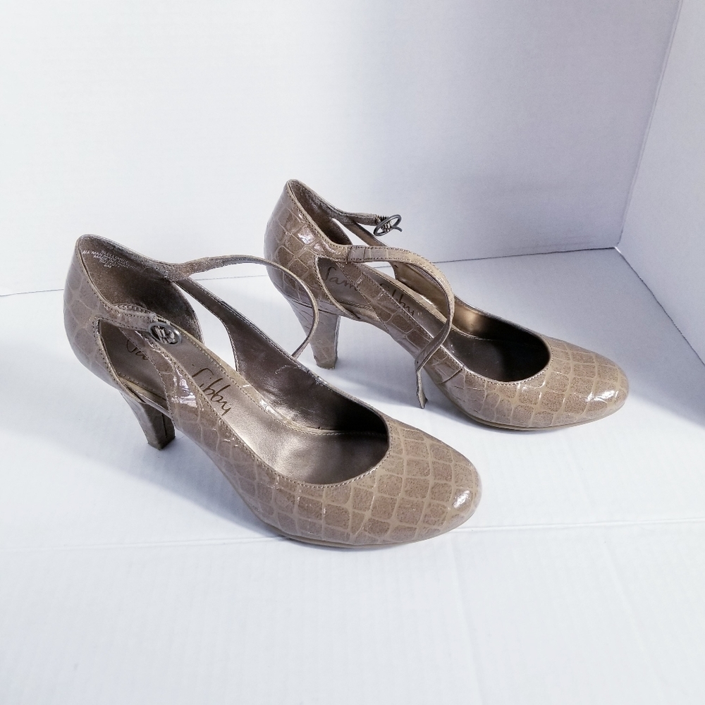 SAM & LIBBY TEXTURED HIGH HEEL TAN SHOE SIZE 6